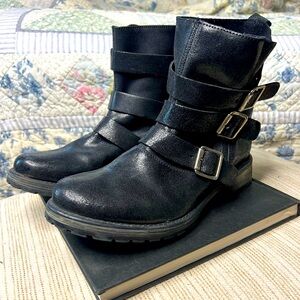 Steve Madden Trending Colony Black Leather Biker Moto Boots-Size 10